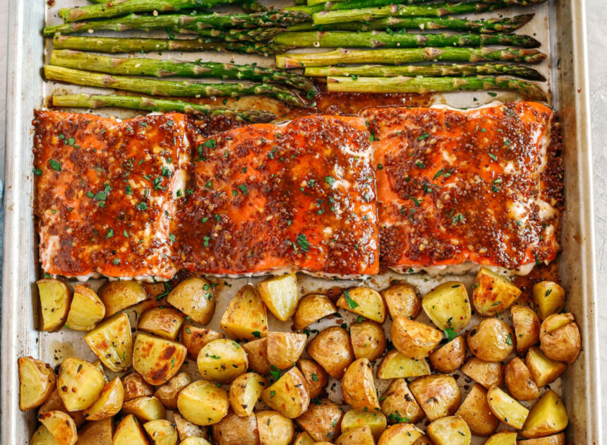 Sheet Pan Maple Dijon Glazed Salmon